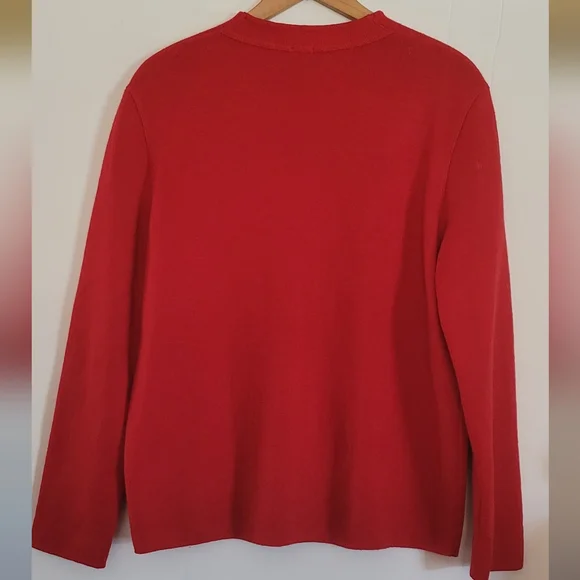 Fly3 Navy Department Red 100% Wool Sweater Jumper Full Zip VNeck Winter Academia